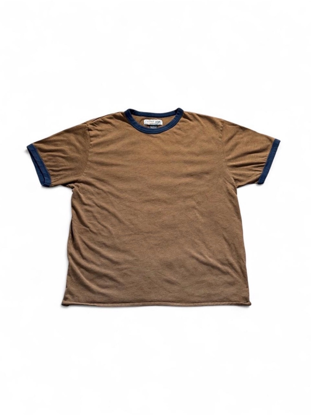 Y2K Brown Ringer Tee Navy Trim Boxy Fit Shirt